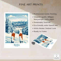 Ruka Ski Wall Art Print showcasing vibrant colors and skiing scenery in a museum-quality fine art print format.