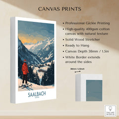 Saalbach Ski Print - Austria with professional Giclée printing on high-quality cotton canvas.