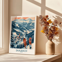 Saalbach Poster Austria showcasing a ski print, capturing the beauty of winter in Saalbach, Austria.