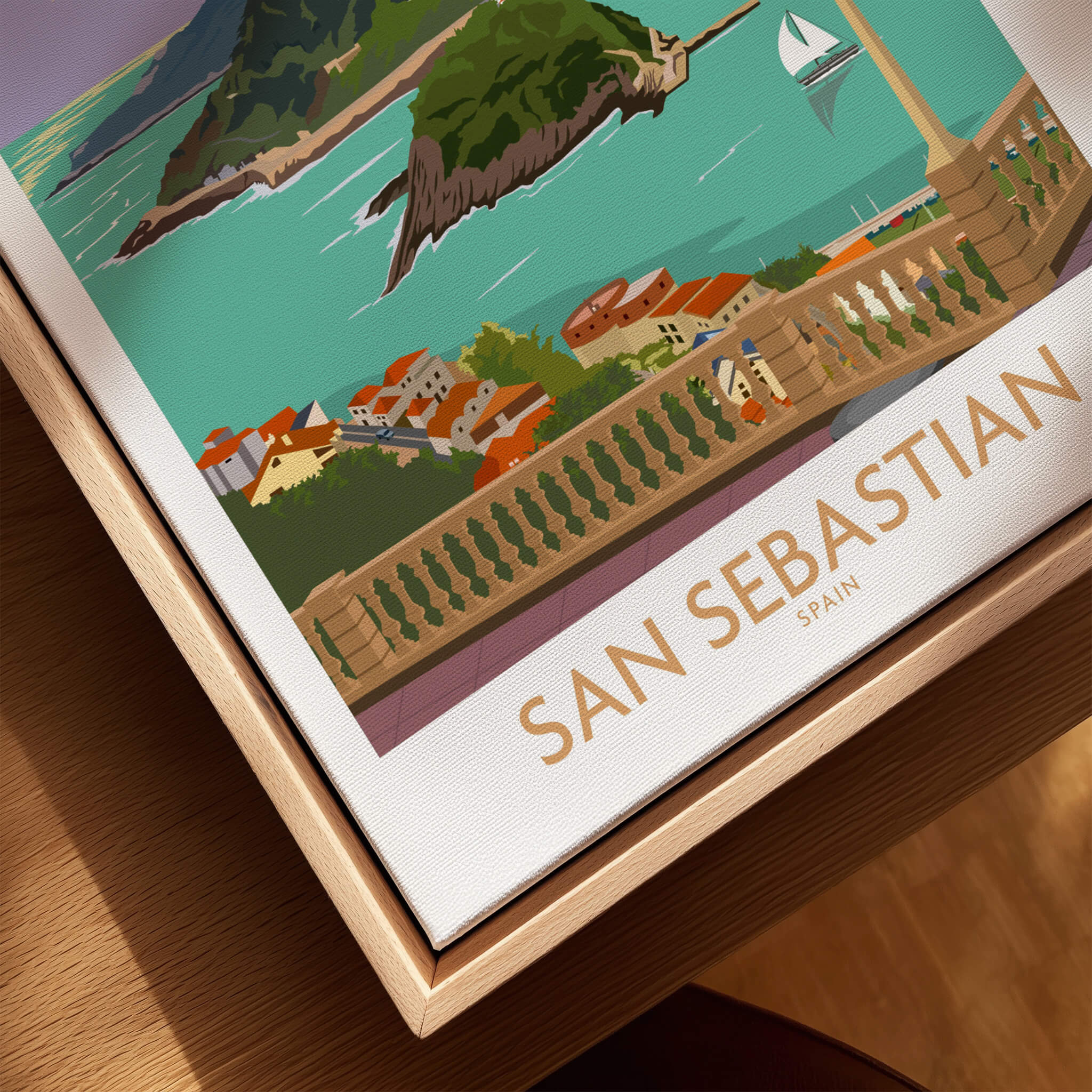 San Sebastian Poster Print showcasing the seaside city of Donostia-San Sebastian, beautiful wall art of Spain.