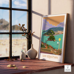 San Sebastian Poster Print showcasing the picturesque Bay of Biscay with vibrant colors and coastal scenery