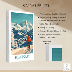 Sauze d'Oulx Poster Italy showcasing a beautiful ski scene on canvas, perfect for home decor.
