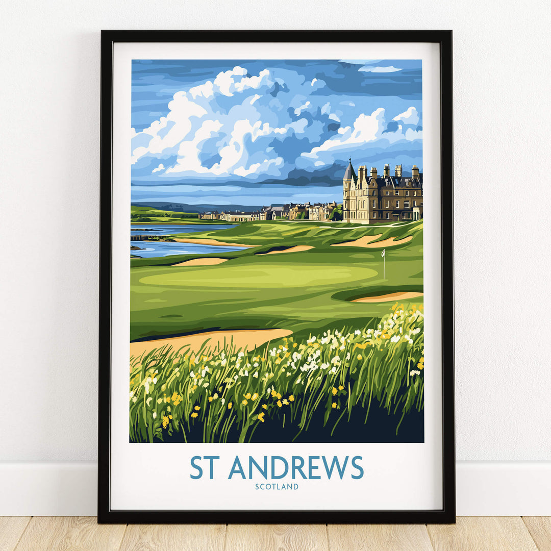 St Andrews Scotland Links Course Wall Art - Historic Golf Destination print showcasing the iconic St Andrews golf course.