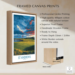 St Andrews Poster Scotland Golf Fairway Wall Art framed canvas print showcasing vibrant golf course scenery