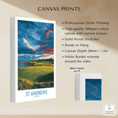 St Andrews Poster Scotland Golf Fairway Wall Art displayed on canvas print with high-quality Giclée printing.