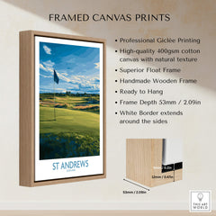 St Andrews Print Scotland - Golf Course Poster framed canvas print showcasing professional giclée quality and natural texture.