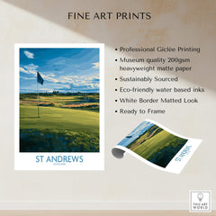 St Andrews Print Scotland - Golf Course Poster showcasing professional Giclée printing and stunning golf landscape.