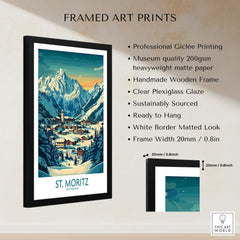 St Moritz Wall Art Print -  Switzerland framed print featuring a scenic view of St Moritz in the Swiss Alps.