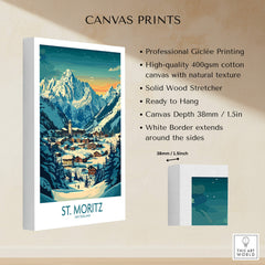 St Moritz Wall Art Print - Switzerland showcasing professional Giclée printing on high-quality canvas.