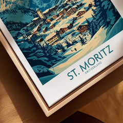 St Moritz Wall Art Print - Switzerland showcasing a scenic view of the Swiss Alps with elegant design.