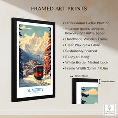 St Moritz Poster Switzerland framed art print showcasing stunning mountain scenery and ski theme.