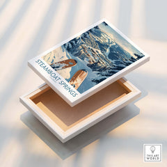 Steamboat Springs Ski Print - Colorado displayed on a decorative box, showcasing winter snow scenery.