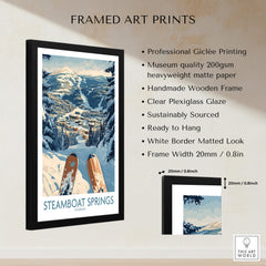 Steamboat Springs Ski Print - Colorado framed art print featuring stunning ski slopes and mountains.