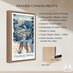 Steamboat Springs Ski Print - Colorado framed canvas print showcasing skiing in Colorado's picturesque mountains.