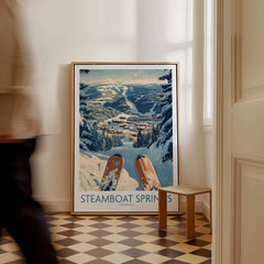 Steamboat Springs Ski Print -  Colorado in a stylish interior setting, showcasing beautiful ski slopes and winter scenery.