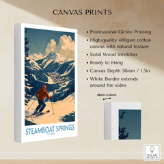 Steamboat Springs Wall Art - Colorado featuring a ski print on a canvas print with natural texture.