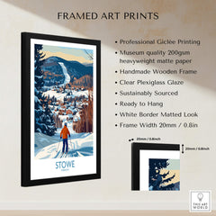 Stowe Vermont Ski Village Art - Mountain View Poster Print featuring a framed mountain scene.