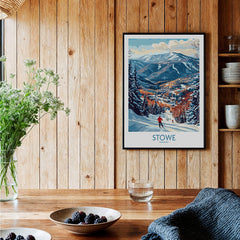 Vermont Ski Run Art - Stowe Slope Scene Print, Winter Sport Wall Decor featuring a scenic winter landscape.