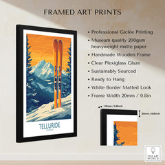 Telluride Ski Print - Colorado framed art print showcasing skiing in a stunning mountain landscape.