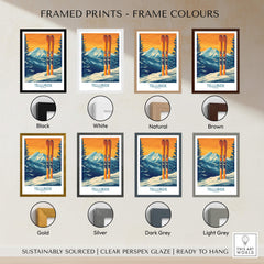 Telluride Ski Print - Colorado framed print color options including black, white, natural, brown, gold, silver, dark grey, light grey.