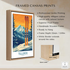 Telluride Ski Print - Colorado framed canvas print showcasing vibrant colors and stunning mountain scenery.