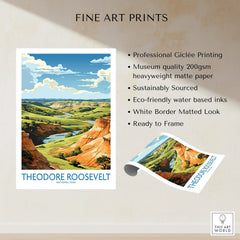Theodore Roosevelt National Park fine art print with scenic landscape and vibrant colors.