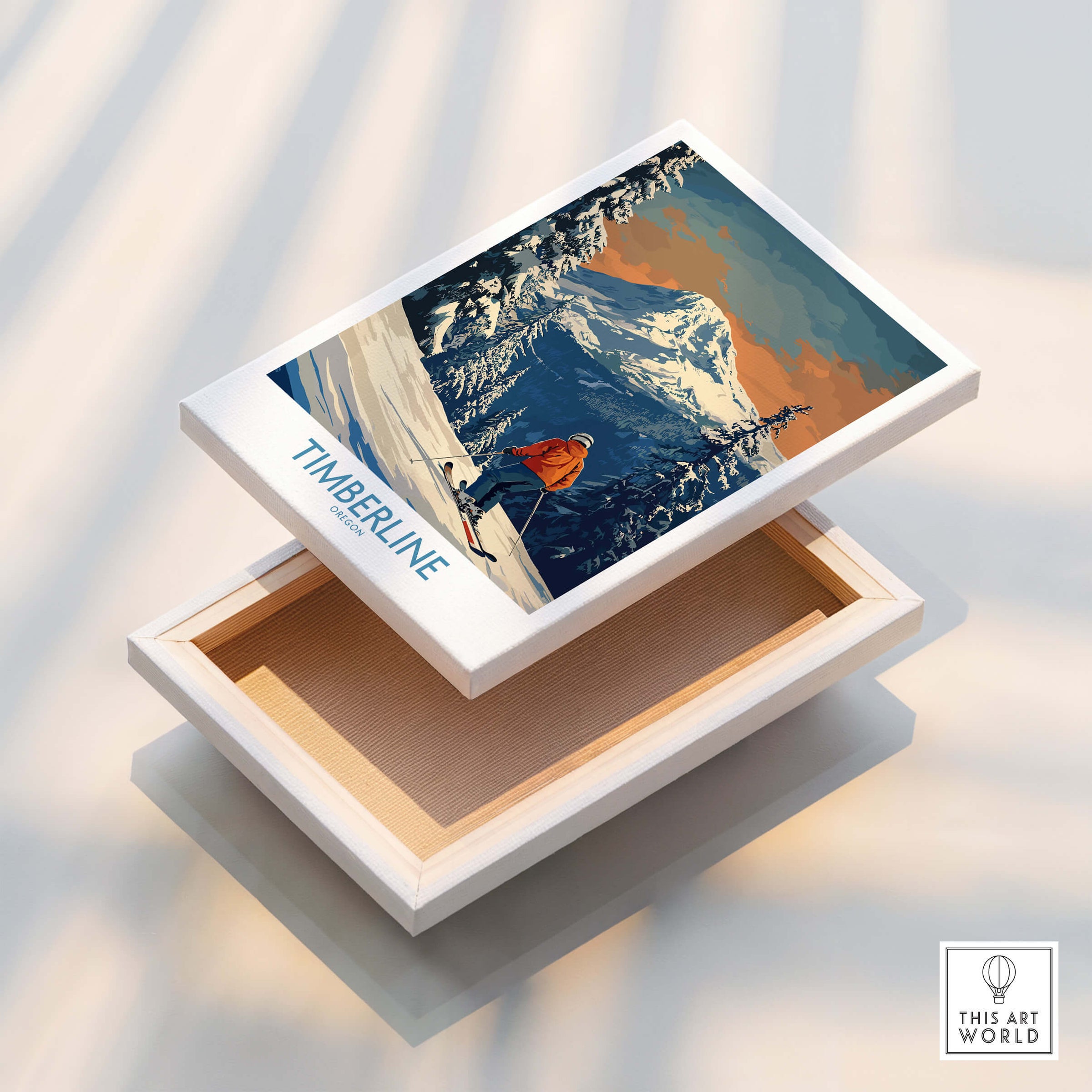 Timberline Ski Print - Oregon in a presentation box showcasing Oregon's mountains and winter landscape.