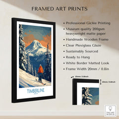 Timberline Ski Print - Oregon framed art print featuring a skier against Oregon's mountains.