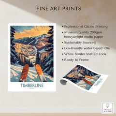 Timberline Wall Art - Oregon showcasing a stunning print of the Timberline ski resort in a snowy landscape.
