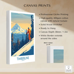 Timberline Wall Art Ski Poster showcasing professional giclée printing on high-quality canvas.