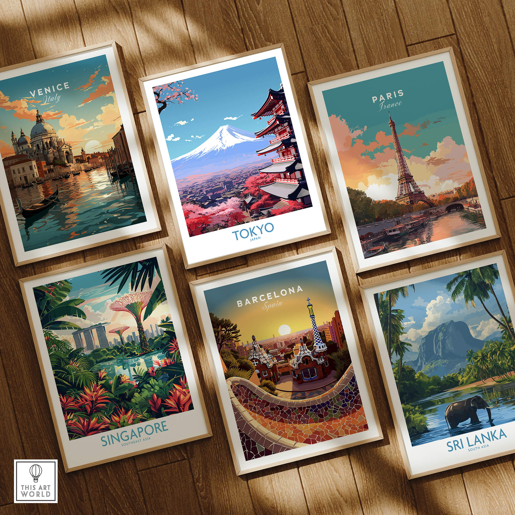 Mount Fuji Wall Art | Modern Style featuring Tokyo skyline and iconic landmarks in vibrant colors.