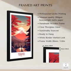 Tokyo Wall Art | Modern Style featuring Mount Fuji and autumn leaves in a framed print.