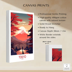 Tokyo Wall Art | Modern Style featuring Mount Fuji at sundown on a high-quality canvas print.