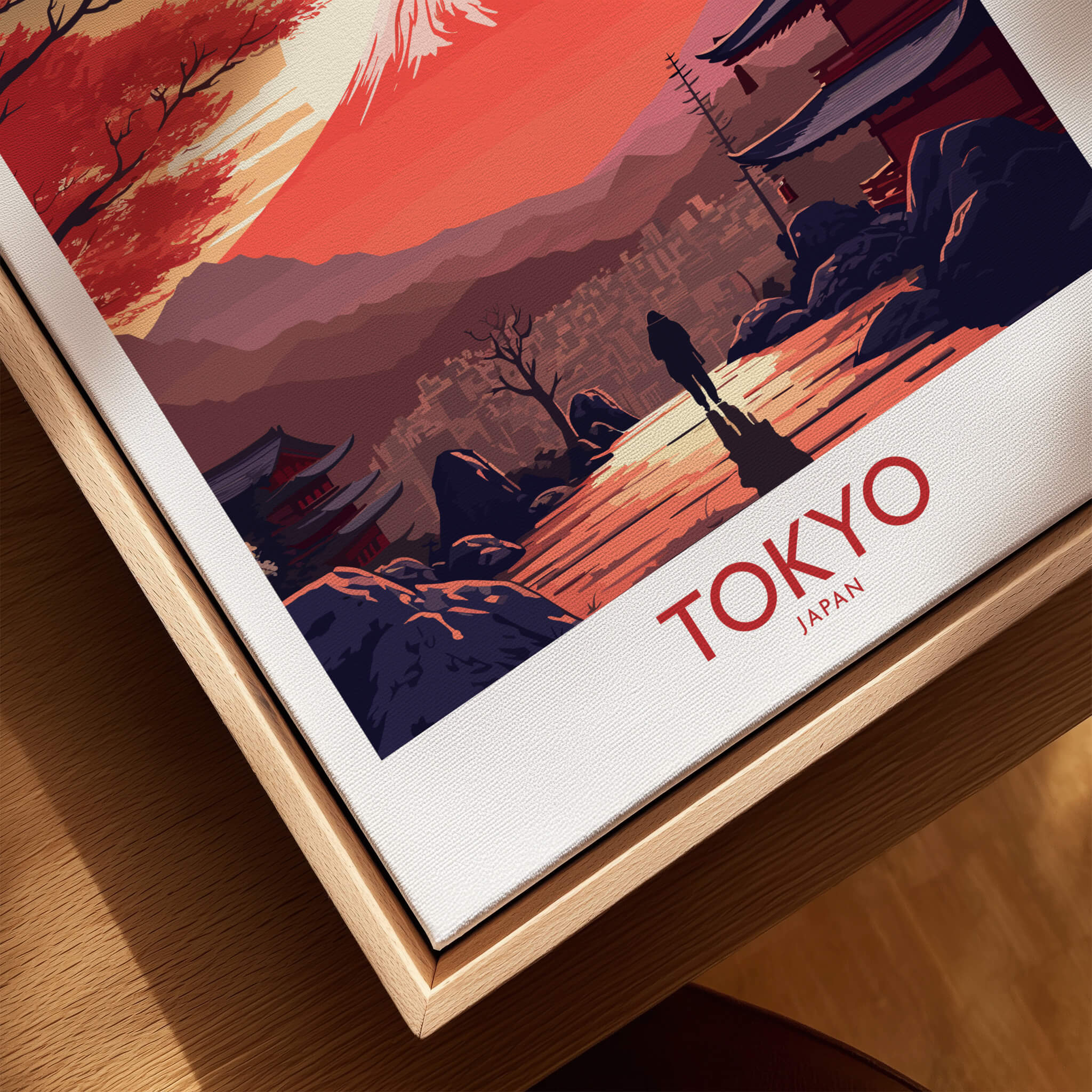 Tokyo Wall Art | Modern Style featuring Mount Fuji at sundown with a silhouette of a person in Japan