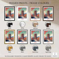 Tokyo Japan Poster | Modern Style framed print color options display with various frame styles.