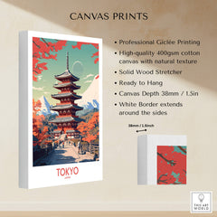 Tokyo Japan Poster | Modern Style showing professional Giclée printing and details of canvas print.