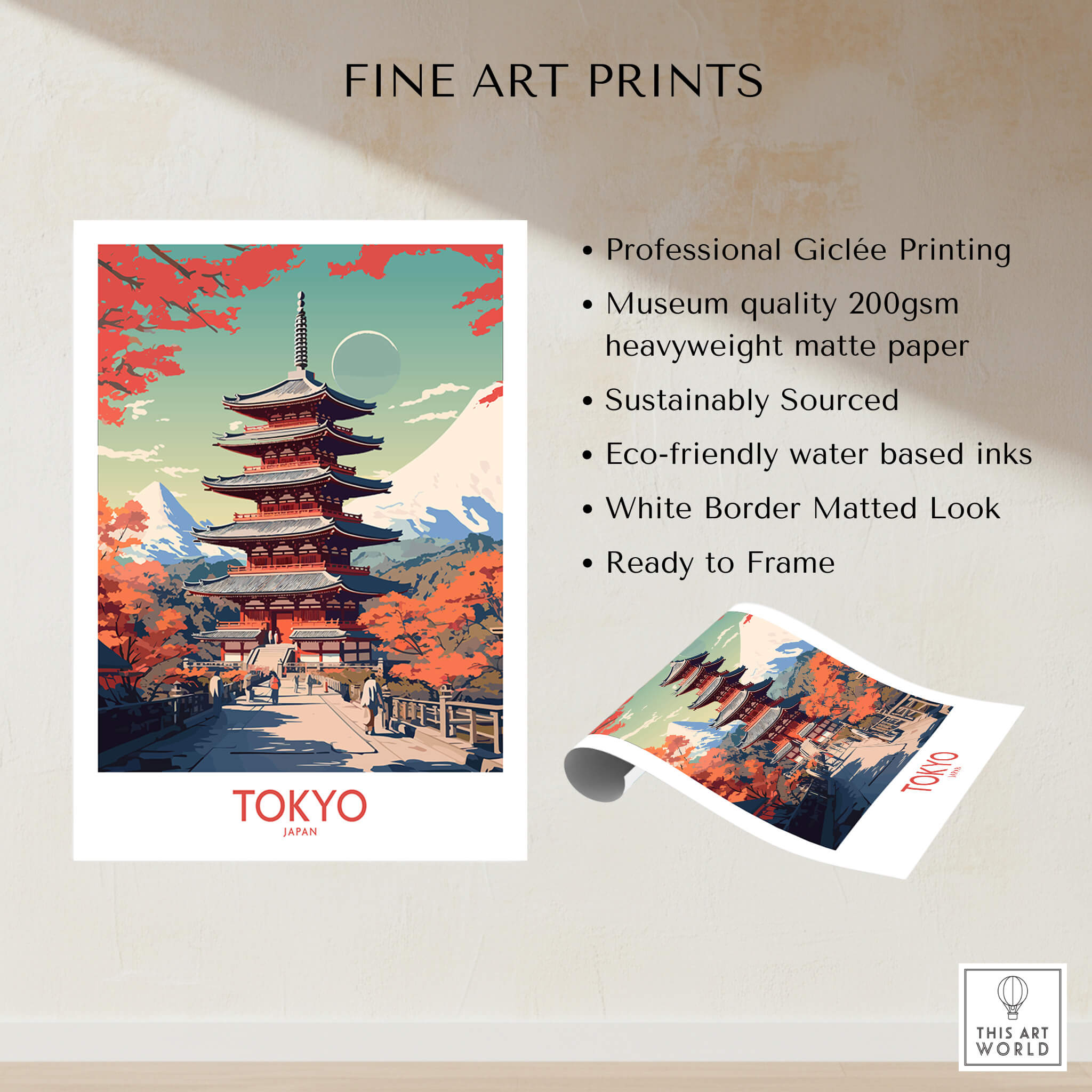 Tokyo Japan Poster | Modern Style featuring fine art prints with professional Giclée printing and vibrant colors.