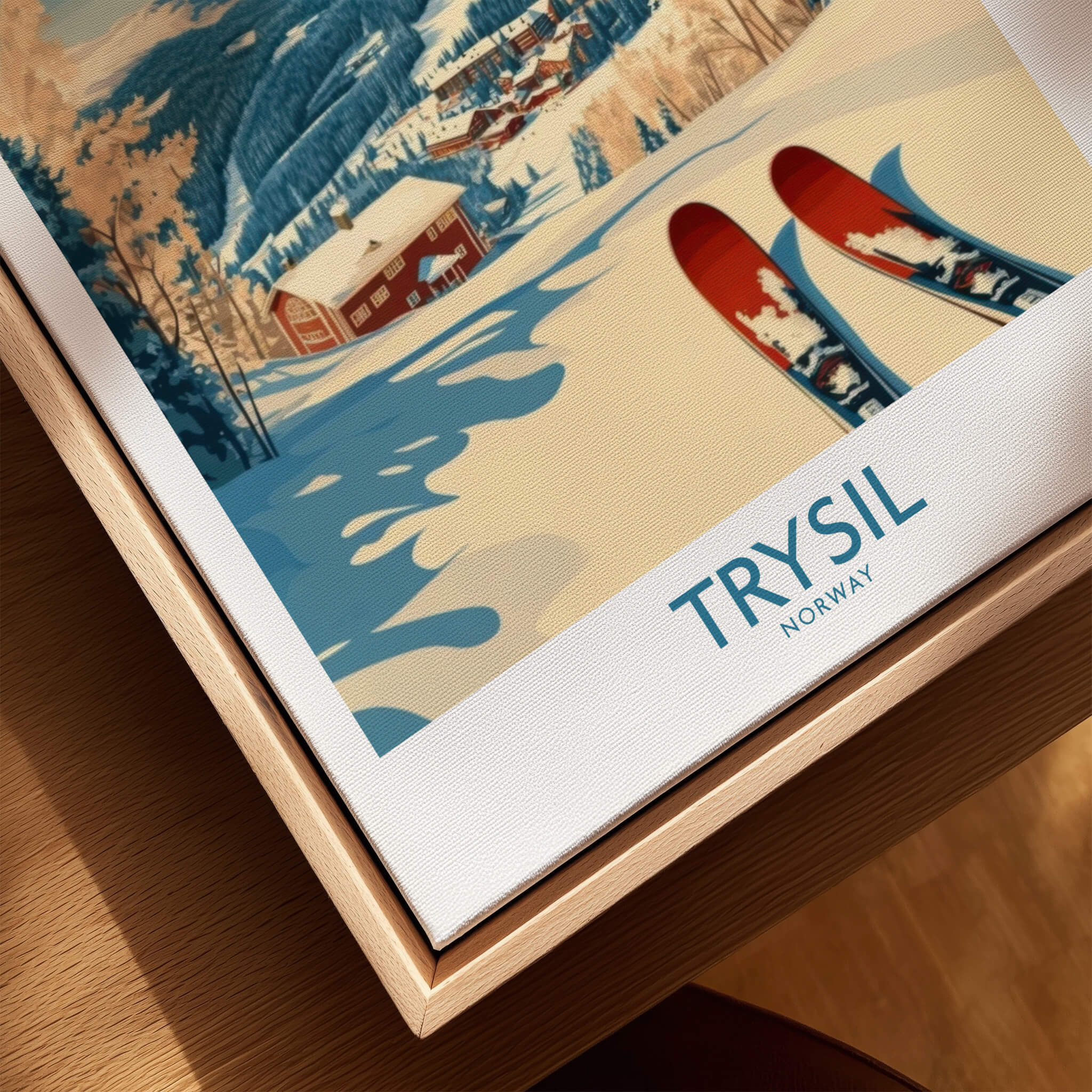 Trysil Ski Poster Norway featuring snowy slopes and skis in beautiful Trysil, Norway landscape.
