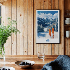 Vail Ski Print - Colorado framed art showcasing the scenic slopes of Vail Ski Resort with vibrant colors.
