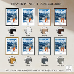 Vail Ski Print - Colorado framed print options with different frame colors displayed on a neutral background