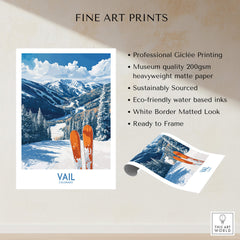 Vail Ski Print - Colorado featuring professional giclée printing and stunning mountain views.