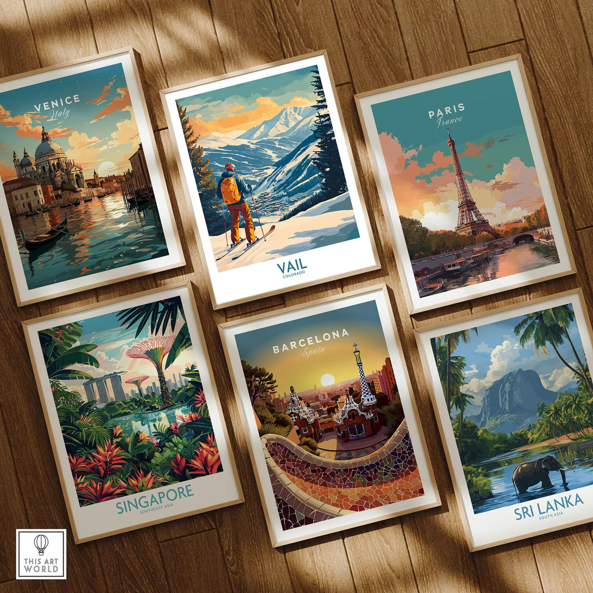 Vail Wall Art - Colorado Ski Poster among other travel posters like Venice, Paris, Barcelona, Singapore, and Sri Lanka.
