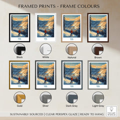 Vail Poster Colorado Ski Print options showcasing various frame colors for the ski art print.