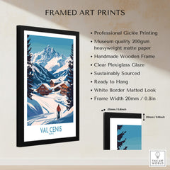 Stunning Val Cenis Ski Art for Winter Enthusiasts - Framed print showcasing vibrant winter scenery.