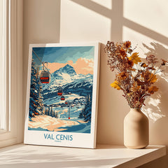 Chic Val Cenis Ski Artwork for Your Home - Ski Poster featuring a scenic landscape of Val Cenis, France.