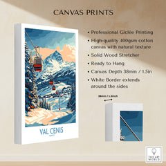 Chic Val Cenis Ski Artwork for Your Home - Ski Poster showcasing professional Giclée printing and natural texture.