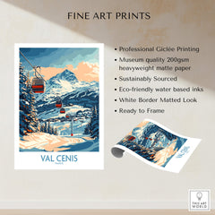 Chic Val Cenis Ski Artwork for Your Home - Ski Poster featuring a scenic view of Val Cenis ski slopes.