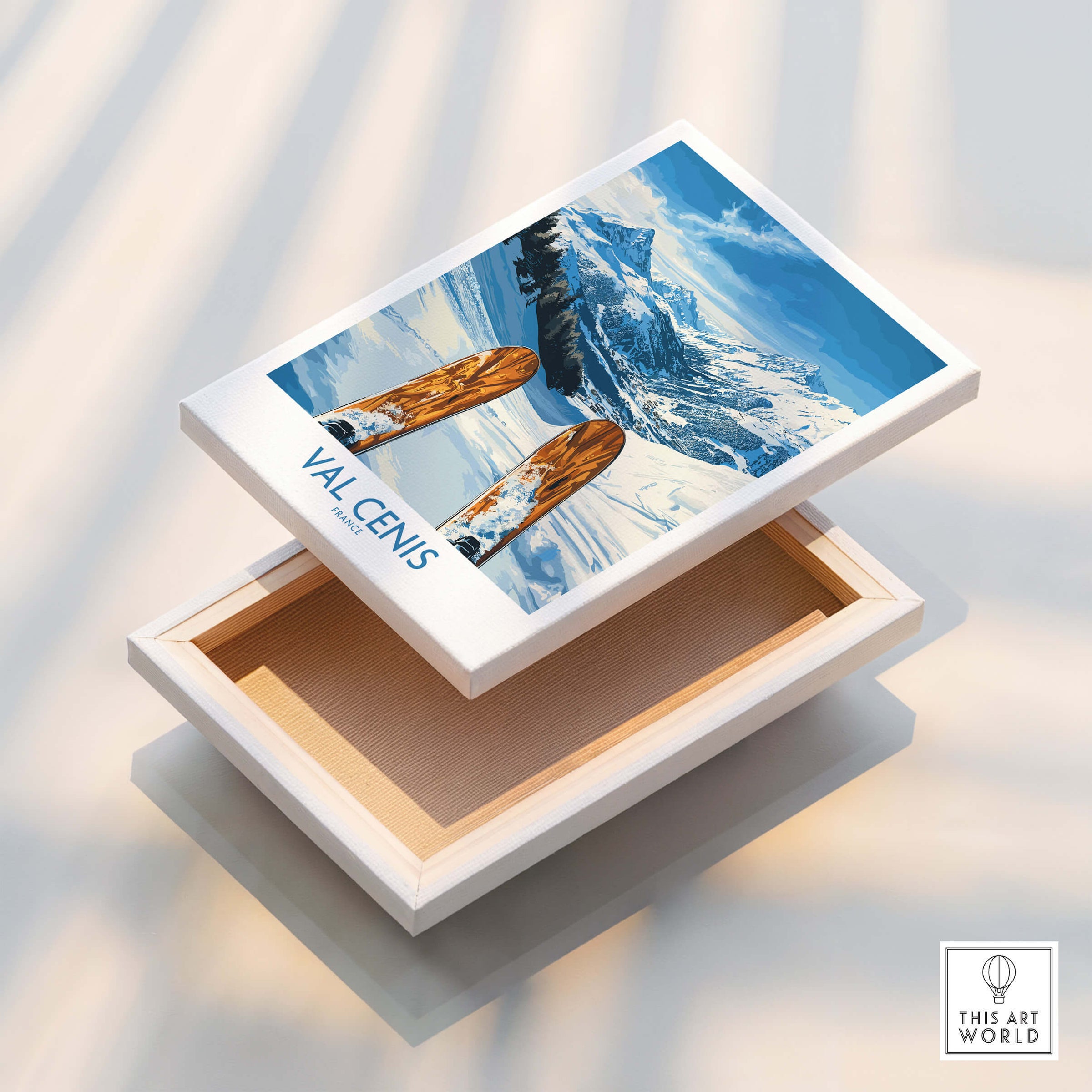 Val Cenis France Poster - Ski Poster featuring beautiful mountain views and ski design.