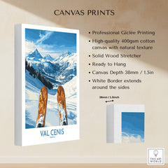 Val Cenis France Poster - Ski Poster featuring beautiful mountain and ski slope design on canvas.