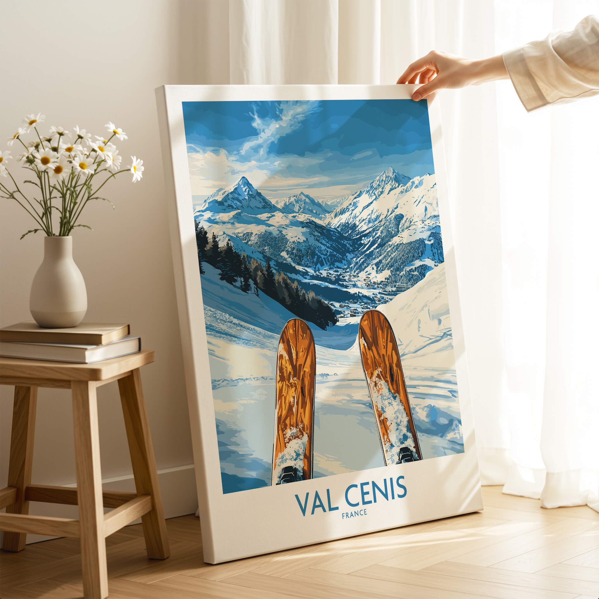 Val Cenis France Poster  - Ski Poster featuring ski slopes and mountain views.